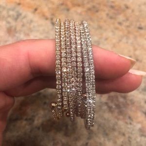 Set of 4 adjustable cubic zirconia bracelets